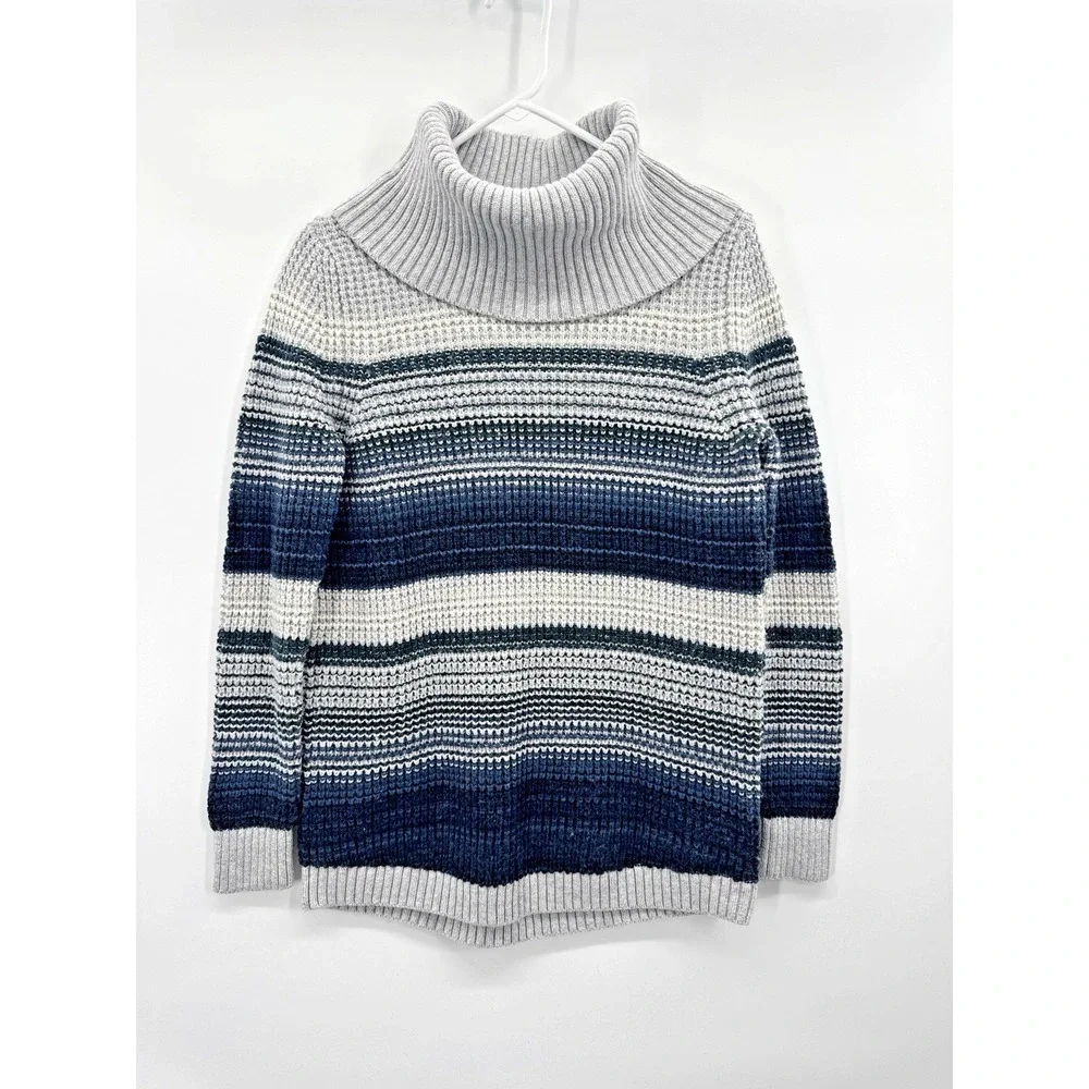 VTG 90s LL Bean Merino Wool Cotton Chunky Knit Sweater Medium Fisherman Preppy